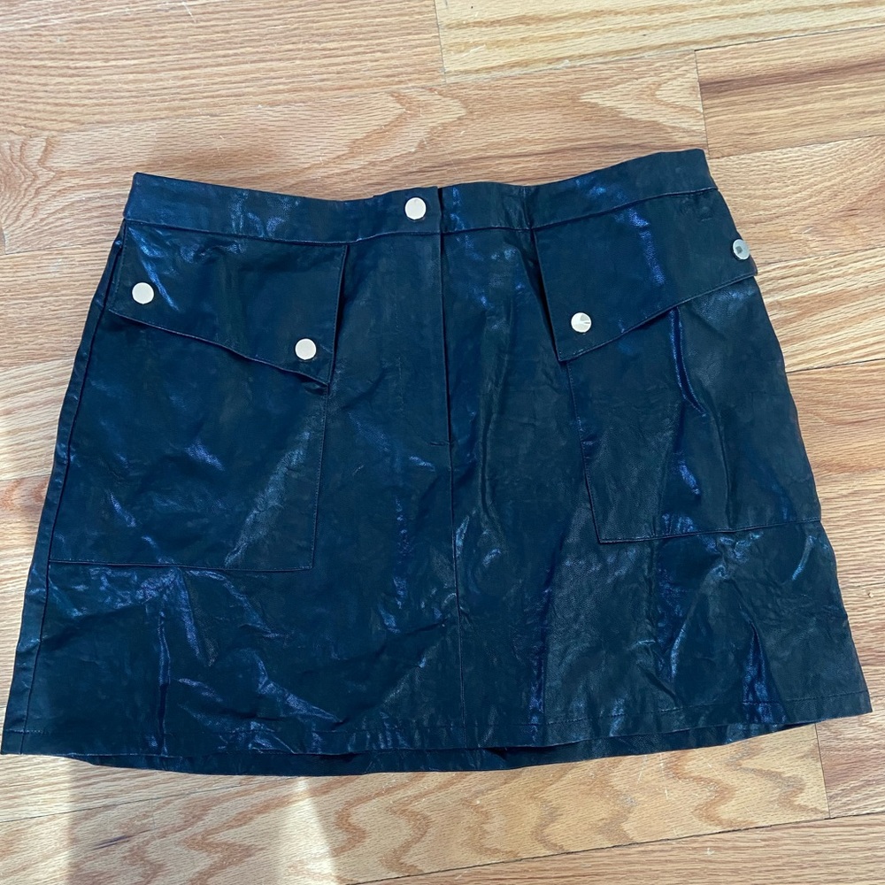 Zara Faux Leather Black Mini Skirt